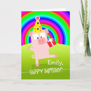 Emily Alles Gute zum Geburtstag mit tanzendem Schw Karte