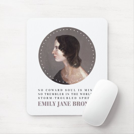 Emily Bronte Portrait and Quote - No Coward Soul Mousepad (Mit Mouse)
