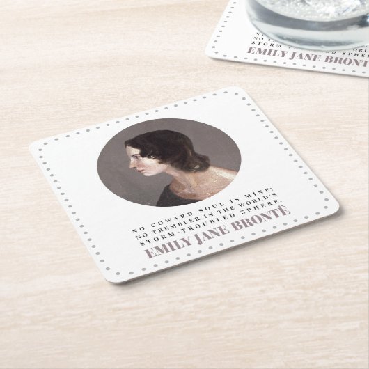 Emily Bronte Portrait and Quote - No Coward Soul Rechteckiger Pappuntersetzer (angewinkelt)