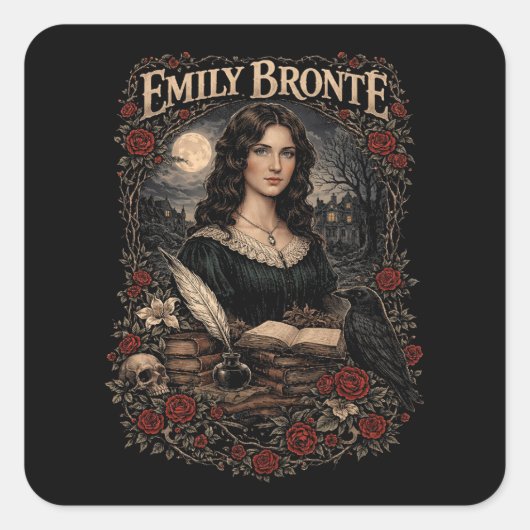 Emily Brontë Quadratischer Aufkleber (Vorderseite)