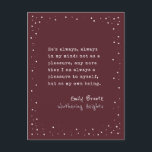 Emily Brontë, Wuthering Heights Quote Schreibmasch Postkarte<br><div class="desc">Die britische Klassikerin Emily Brontë, Wuthering Heights Liebe Quote Schreibmaschine Postcard mit einer minimalistischen und einfachen roten Bordeaux-Marsala-Rot-Hintergrundfarbe und einem modernen Schneefall-Rahmen, ideal, um Ihre Liebe zu Freund oder Ehemann an Valentinstag oder Weihnachtsfeiertagen zu zeigen. Schneefall, Text und Hintergrund können in jeder Farbe sein. Verändern Sie Schriftart, Stil und Farben...</div>