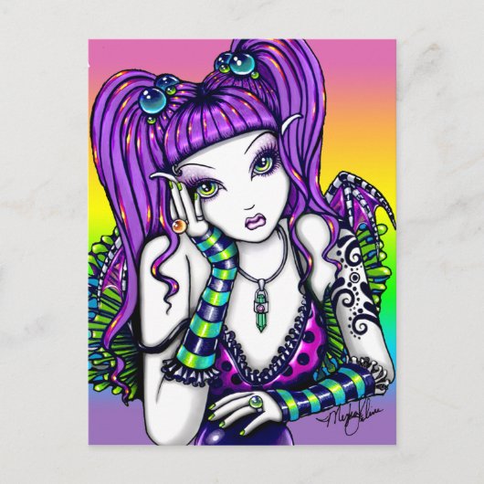 "Emily" Celestial Rainbow Crystal Ball Fee Postkarte (Vorderseite)