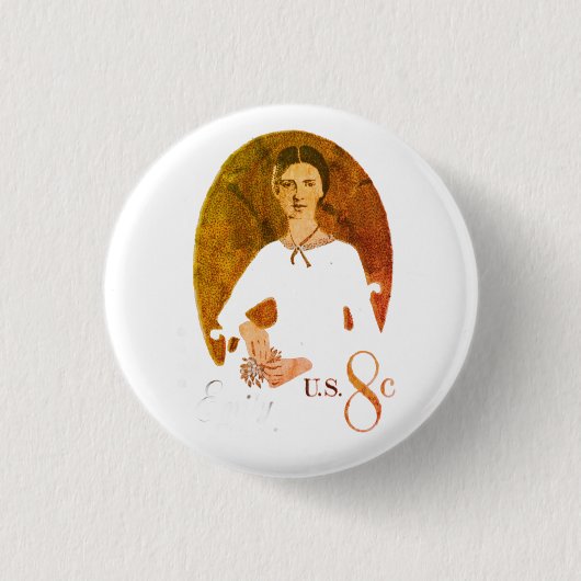 Emily Dickinson Briefmarke Button (Vorderseite)