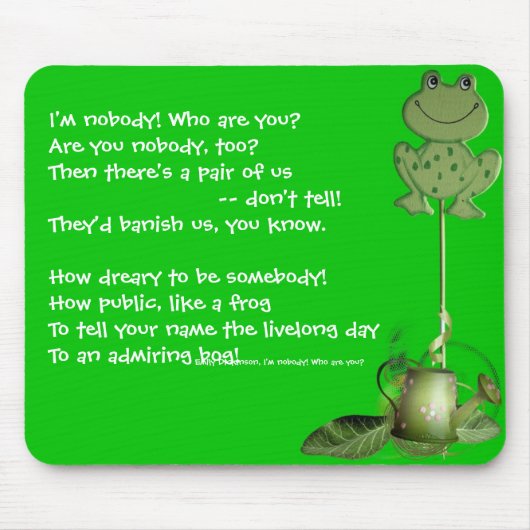 Emily Dickinson, Frosch mit Pot Mousepad (Vorne)