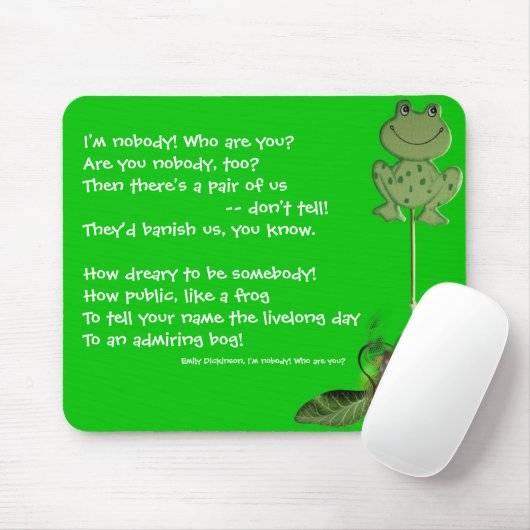 Emily Dickinson, Frosch mit Pot Mousepad (Mit Mouse)