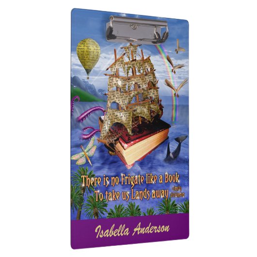 Emily Dickinson-Gedicht-Fregatte-Buch-Schiff Klemmbrett (Rechts)