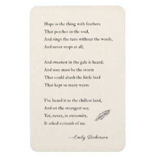 Emily Dickinson Gedicht Magnet, Hoffnung, Federn Magnet