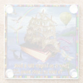 Emily Dickinson-Gedicht-Zitat-Buch-Schiffs-Ozean Glasuntersetzer (Rückseite)