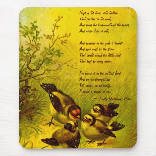 Emily Dickinson"Hoffnungs-" Gedicht-Mausunterlage Mousepad (Vorne)