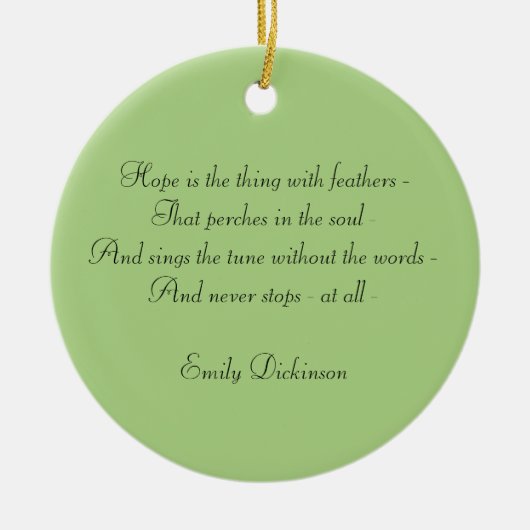 Emily Dickinson "Hope" Hummingbird Keramik Ornament (Vorne)