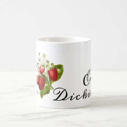 Emily Dickinson "Over the Fence" Erdbeergedicht Kaffeetasse (Mittel)