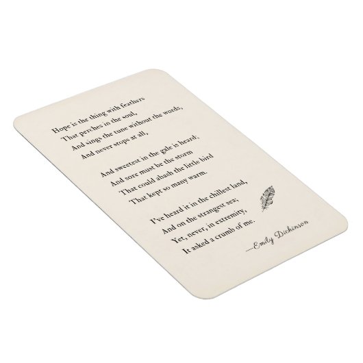 Emily Dickinson Poem Magnet, Hoffnung, Federn Magnet (Rechte Seite)