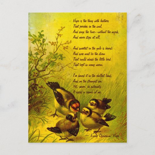 Emily Dickinson Vintag Painted Sparrows Postcard Postkarte (Vorderseite)