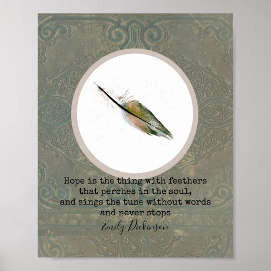 Emily Dickinson zitiert Hoffnung mit federischer K Poster (Vorne)