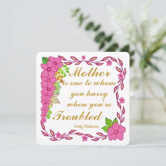 Emily Dickinson zitiert über Mutter Einladung (Stehend Vorderseite)