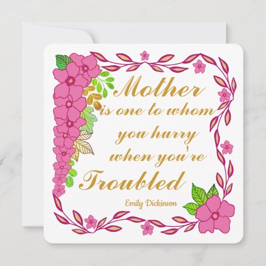 Emily Dickinson zitiert über Mutter Einladung (Vorderseite)