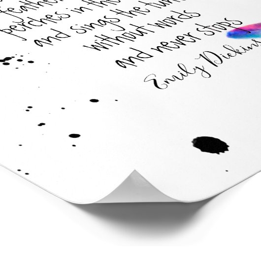 Emily Dickinson zitiert zu hoffnungsvollen Aquarel Poster (Ecke)