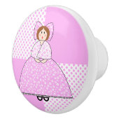 Emily Doll mit rosa Polka Dot Background Keramikknauf (Rechts)