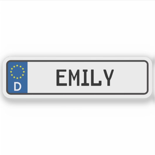 Emily German Car License Plate Aufkleber (Vorderseite)