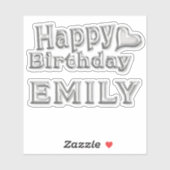 Emily Happy Birthday silver Aufkleber Sticker (Blatt)