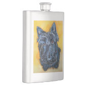 "Emily in der blauen" Scottiekunst Flachmann (Rechts)