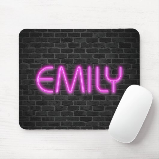 EMILY in PINK Neon Lights Mousepad (Mit Mouse)