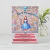 Emily ist siebter Geburtstag Einladung (Stehend Vorderseite)