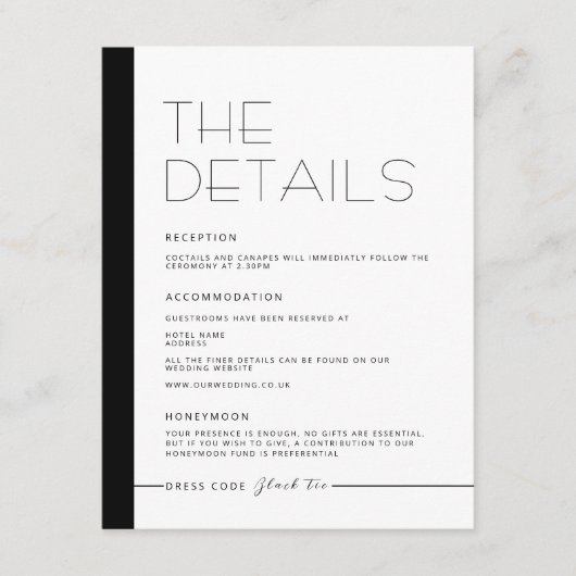 EMILY Modern Minimalistische monochrome Details-Ka Begleitkarte (Vorderseite)