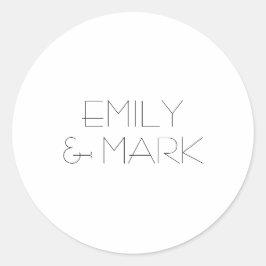 EMILY Modern Minimalistische Monochrome Hochzeitsa Runder Aufkleber