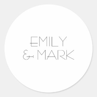 EMILY Modern Minimalistische Monochrome Hochzeitsa Runder Aufkleber