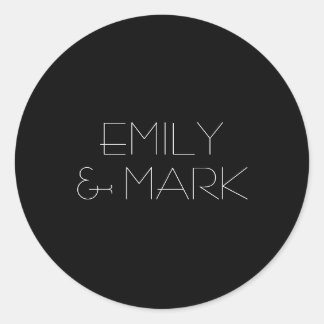EMILY Modern Minimalistische Monochrome Hochzeitsa Runder Aufkleber