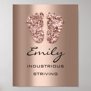 Emily Name Bedeutung New Baby Feet Rose Glitzer Poster