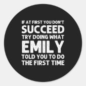 Emily Name D Birthday Funny Christmas Joke  Runder Aufkleber (Vorderseite)