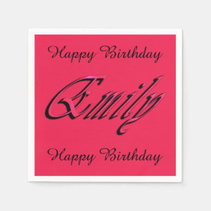 Emily, Name, Logo, Rosa Geburtstagsparty Napkins. Serviette