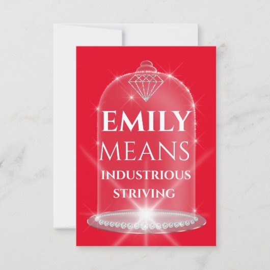 Emily Name Meaning Diamond Birthday Red Einladung (Vorderseite)