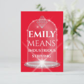 Emily Name Meaning Diamond Birthday Red Einladung (Stehend Vorderseite)