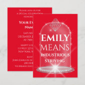Emily Name Meaning Diamond Birthday Red Einladung (Vorne/Hinten)
