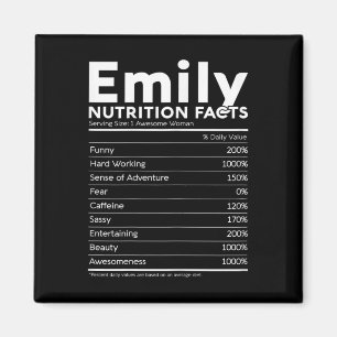 Emily Name Nutrition Facts Personalisiert Women Gi Magnet