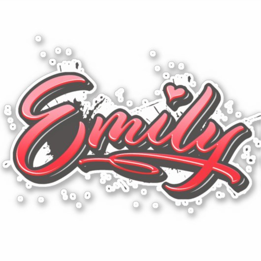 Emily red Heart Graffiti Aufkleber Sticker (Vorderseite)