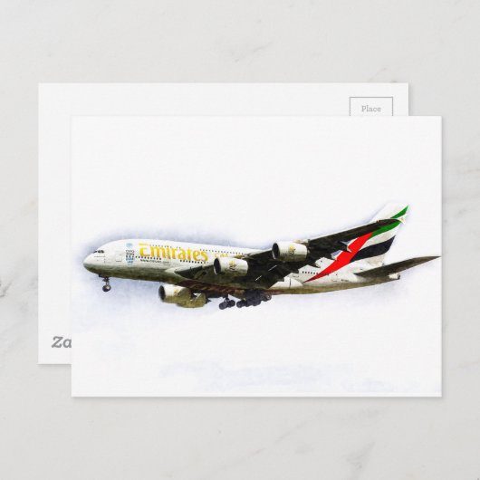 Emirates Airline A380 Art Postkarte (Vorne/Hinten)