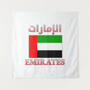 Emirates UAE Flag الإمارات Arabisch & Englisch Coo Wandteppich