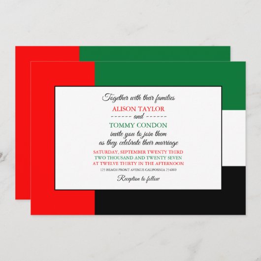 Emirati Flag, Flagge der Vereinigten Arabischen Em Einladung (Vorne/Hinten)