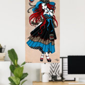 "Emma" 50's Rockabilly Swallow Tattoo Angel Poster (Heimbüro)