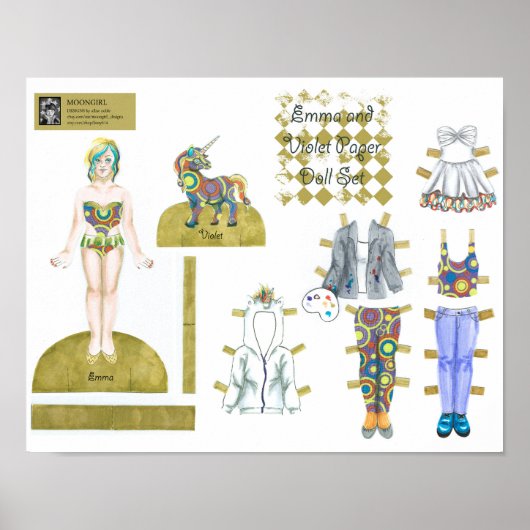 Emma and Violet Paper Doll Set - Play oder Display Poster (Vorne)