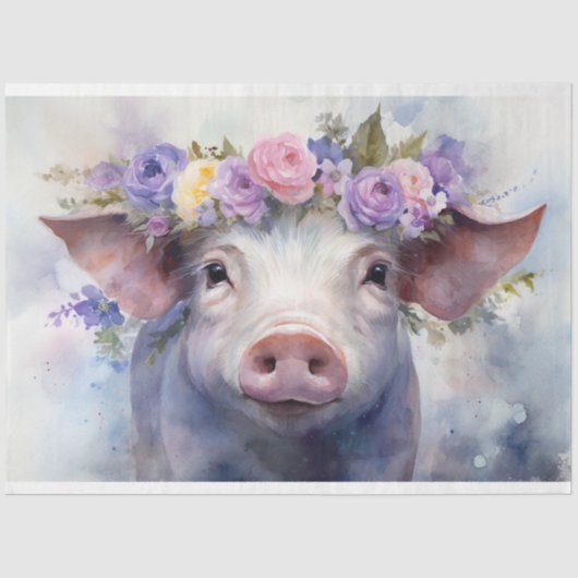 "Emma" Aquarellpapier Pig 30x20 Decoupage Seidenpapier (Vorderseite)