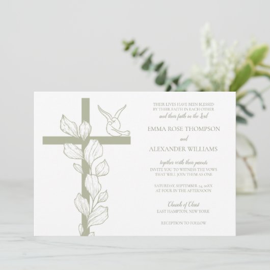 Emma Bible Verse 1 John 4:16 Christliche Hochzeit Einladung (Stehend Vorderseite)