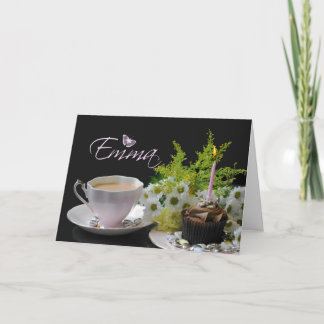 Emma Birthday Card mit Cake Tee und Blume Karte