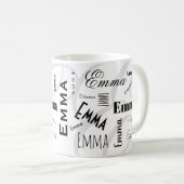 Emma Custom Name Black White Coffee Mug Kaffeetasse (VorderseiteRechts)