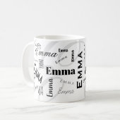 Emma Custom Name Black White Coffee Mug Kaffeetasse (Vorderseite Links)