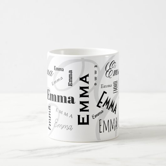 Emma Custom Name Black White Coffee Mug Kaffeetasse (Mittel)